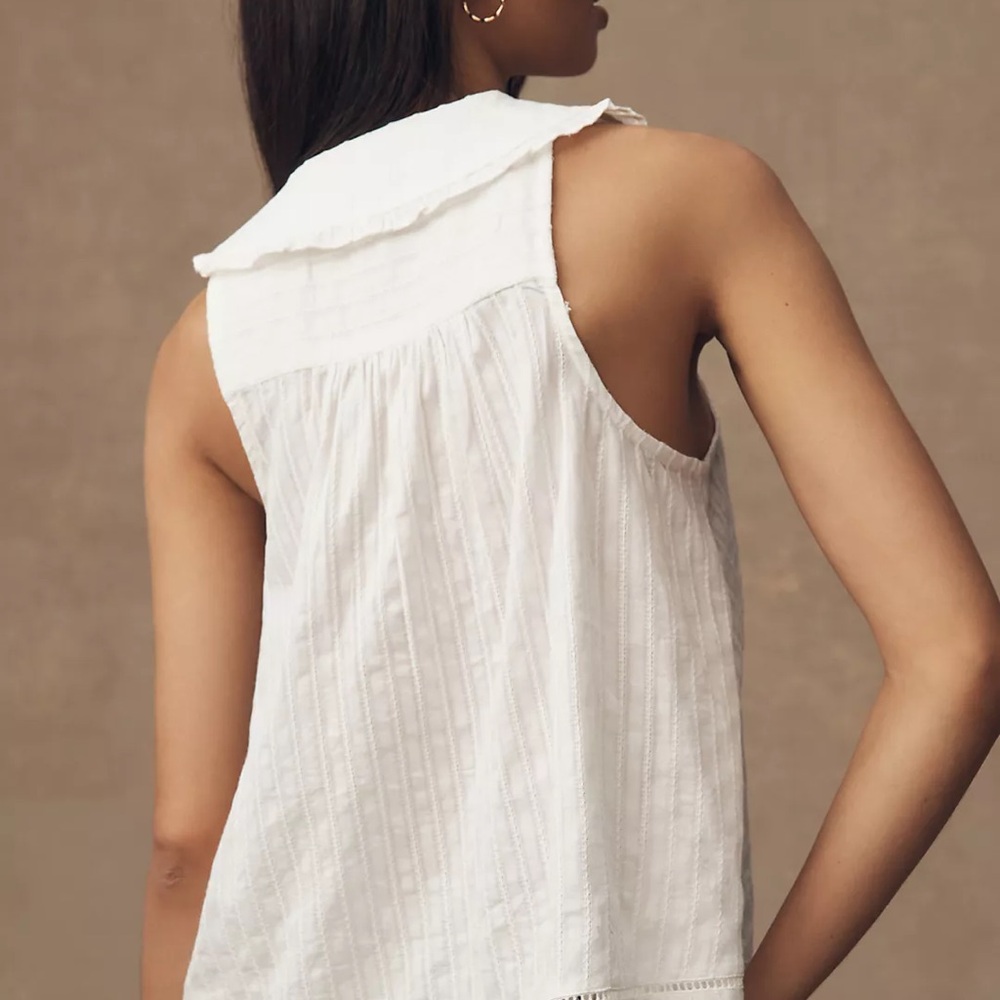 Nwot  White Textured Sleeveless Blouse - Picture 5 of 8